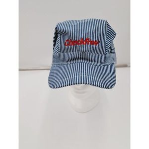 NWOT Check Free Train Conductor Blue White Stripe Cap Adjustable Back  OSFM